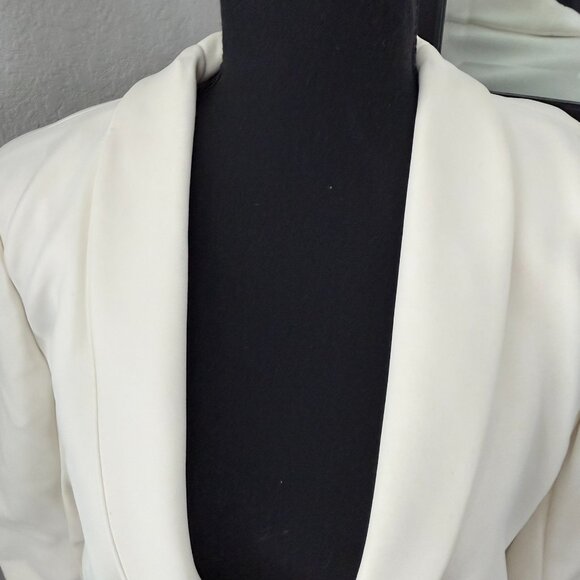 DONNA KARAN Ivory Cream Scuba Stretch Blazer Jacket Sz 8 - Picture 10 of 16